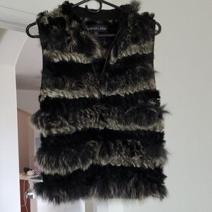 Adrienne Landau size L rabbit and fox fur vest